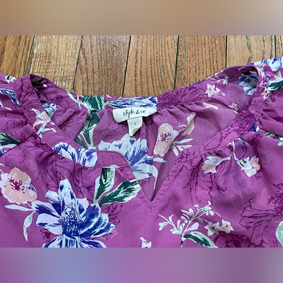 Style & Co. Purple Floral Blouse - Picture 11 of 12